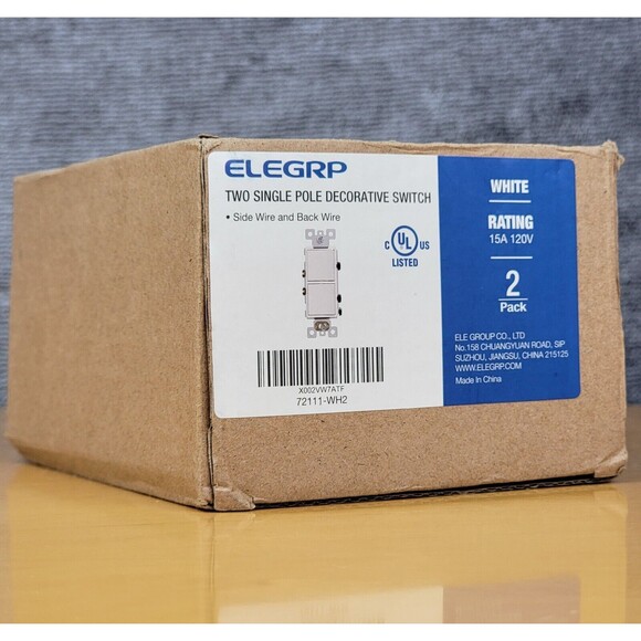 2 Pack ELEGRP Single Pole Decorative White Switch Rating 15A 120V - Picture 4 of 14